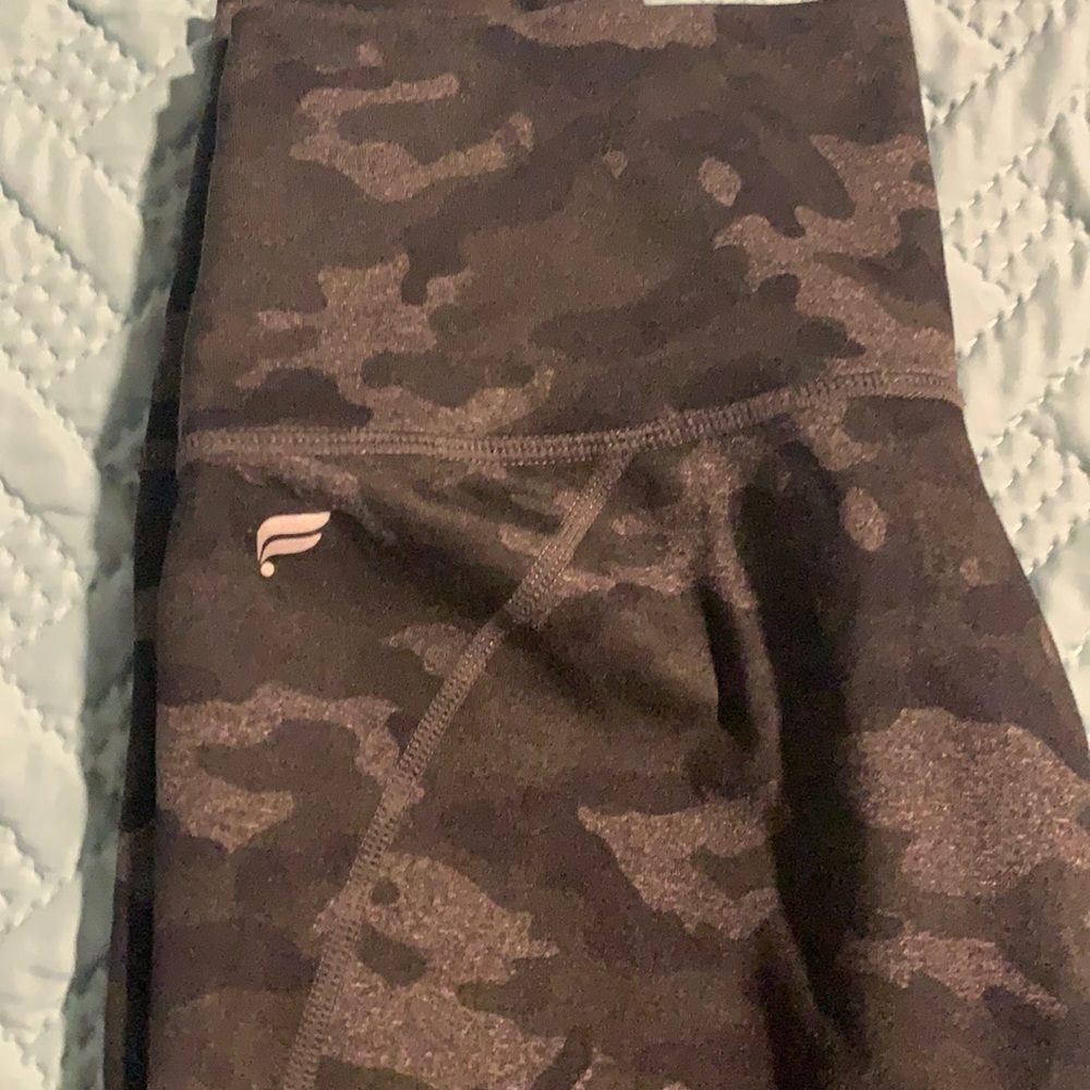 Fabletics camo leggings. These are high rise and power hold!